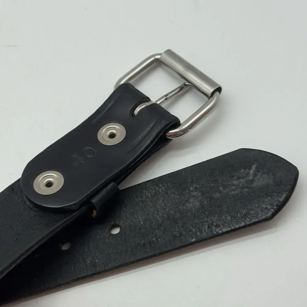 Brenneman's Leather Goods USA 570 Belt Men's size 40 Black Silver Roller Buckle